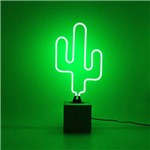 Abajur Luminária Mesa Decorativo Cactus Cor Verde Plástico