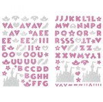 Adesivo Alfabeto C/ Glitter Princesa Disney Rosa 20806 Toke e Crie