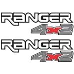 Adesivos Faixa Caçamba Ford Ranger 4x2 Cinza e Vermelho