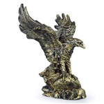 Águia Rocha Estátua Decoração Escultura Resina 17cm Dourada