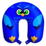 Almofada de Viagem Coruja Azul Travesseiro para Descanso Corujinha com Botões