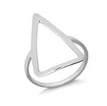 Anel com Design Triangular Vazado Folheado em Ródio Branco - 1140000000887
