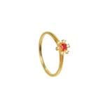 Anel Flor Diamantes com Rubi e Ouro 18kt 750 - Tamanho 15