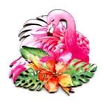 Aplique de MDF e Papel - Flamingo e Flor Tropical APM8 - 1026