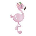 Aplique Decoupage Litoarte APM8-866 em Papel e MDF 8cm Flamingo com Flores
