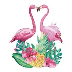 Aplique Decoupage Litoarte APM8-873 em Papel e MDF 8cm Casal de Flamingo