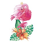 Aplique Decoupage Litoarte APM8-870 em Papel e MDF 8cm Flamingo Flores Tropicais