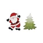 Aplique Decoupage Natal Litoarte APMN4-013 em Papel e MDF 4cm Papai Noel e Pinheiro