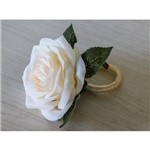 Argola de Guardanapo Flores 6 Peças Amoracasa Branca Rosa Folhas