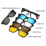 Armação de Óculos com Lente Transparente + 5 Lentes Clip On de Sol