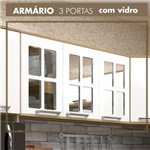 Armário Laila Luciane Móveis 928205, 03 Portas C/ Vidro (janela) Carvalho/branco