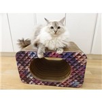 Arranhador Pet Games Cat Box Simples Oval Quadriculado Rosa