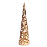 Árvore Cone Decoração Natal Arabesco Metal 60cm Dourado