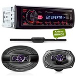 Auto Radio Pioneer Mvh-98ub USB Mp3 Automotivo + Kit Falante 6x9 400w + Antena