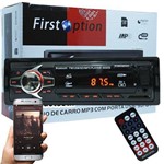Auto Rádio Som Mp3 Player Automotivo Carro Bluetooth First Option 6680BSC Fm Sd USB Controle