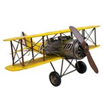Avião Amarelo de Hélice 36cm Estilo Retrô - Vintage