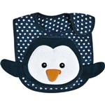 Babador Infantil Colibri Bordado Impermeável com Aplicação - Pinguim Azul