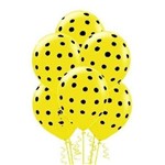 Balão Bexiga Amarelo Poá Bolinhas Preta N 10 -50 Unidades