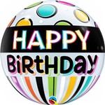 Balão Bubble - Happy Birthday Neon - 22 Polegadas - Qualatex