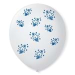 Balão de Látex Branco e Azul de Foguetinhos 9” com 25un São Roque