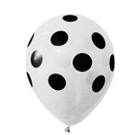 Balão de Látex Poa Branco e Preto 25 Unidades N10 25cm