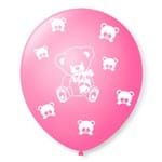 Balão de Látex Rosa Tutti Frutti com Branco de Ursinhos 9” com 25 Unidades São Roque