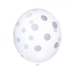 Balão Latéx Clear Poá Branco N10 - 25cm C/ 25 Unidades