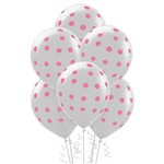 Balão Latéx Nº 10 - 25cm C/ 25 Unidades Branco Poá Rosa