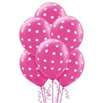 Balão Latéx Nº 10 - 25cm C/ 25 Unidades Pink Poá Branco
