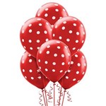 Balão Latéx Nº 10 - 25cm C/ 25 Unidades Vermelho Poá Branco