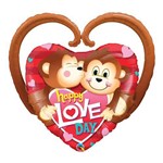 Balão Metalizado 39 Polegadas - Happy Love Day Monkeys - Qualatex