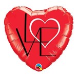 Balão Metalizado Coração 18 Polegadas - L(coração)ove, Vermelho - Qualatex