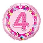 Balão Metalizado Redondo 18 Polegadas - 4 Anos Princesas Rosa - Qualatex