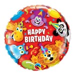 Balão Metalizado Redondo 18 Polegadas - Aniversário, Festa dos Animais - Qualatex