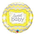 Balão Metalizado Redondo 18 Polegadas - Bebê Amado com Estampa Amarela - Qualatex