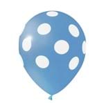 Balão Pic Pic N.10 Azul Claro Poá Branco - 25 Unidades