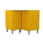 Balcão Cozinha de Canto 2 Portas Sem Tampo - Aço Galvanizado - Amarelo Curry - 90x70x50 Cm