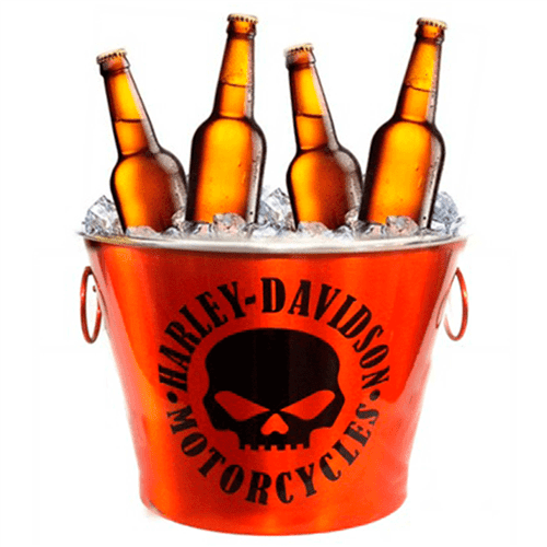 Balde de Cerveja Harley Davidson Caveira Laranja