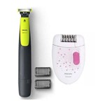 Barbeador Philips One Blade Qp2510/10 - Oneblade + Depilador Philips Satinelle Girl Hp6419/30