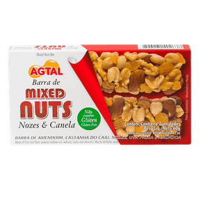 Barra de Mixed Nuts Agtal Nozes e Canela 60g (2x30g)