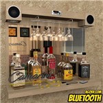 Barzinho com Som e Bluetooth C/ Porta Taças e Iluminação Led - Bar16 Carvalho
