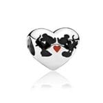 Berloque de Prata Modelo Coração Mickey e Minnie - 08581