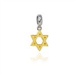 Berloque Estrela de Davi em Prata com Banho de Ouro Amarelo Coleção Fé