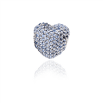 Berloque Expressão do Amor Coração com Zirconias Azuis em Prata Coleção In Love