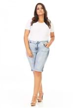 Bermuda Feminina Jeans com Zíper Lateral Plus Size