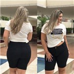 Bermuda Plus Size Jeans Feminina Preta com Lycra 46 ao 56