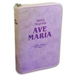 Bíblia Ave Maria Letra Maior com Zíper Luxo Rosa