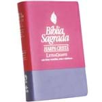 Bíblia com Harpa Cristã Letra Gigante Rosa e Lilás