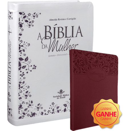 Bíblia da Mulher Bordas Floridas | Grande | ARA - [GANHE 01 Agenda 2019] Branca