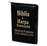 Bíblia e Harpa Pentecostal Letra Hipergigante Preta C/ Zíper